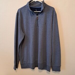 Tailorbyrd Collection Mens XL Blue Heathered Quarter Zip Pullover Flamingo Logo